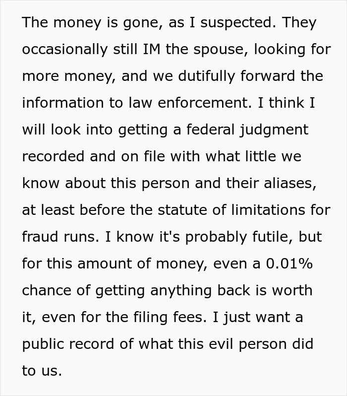 Family Loses Six Figures To A Scam After Spouse Chose To Stupidly Not Say Anything