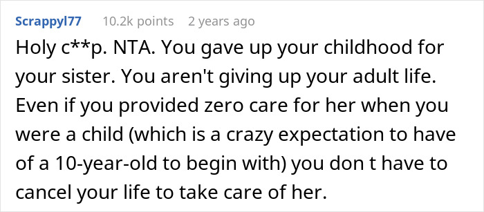Guy Spends His Childhood As An Unpaid Caregiver For Disabled Sister, Refuses To Ever Do It Again