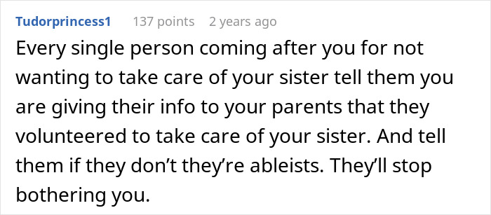 Guy Spends His Childhood As An Unpaid Caregiver For Disabled Sister, Refuses To Ever Do It Again