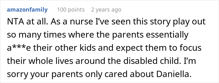 Guy Spends His Childhood As An Unpaid Caregiver For Disabled Sister, Refuses To Ever Do It Again