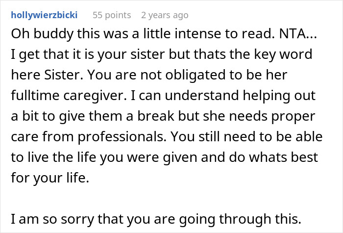 Guy Spends His Childhood As An Unpaid Caregiver For Disabled Sister, Refuses To Ever Do It Again