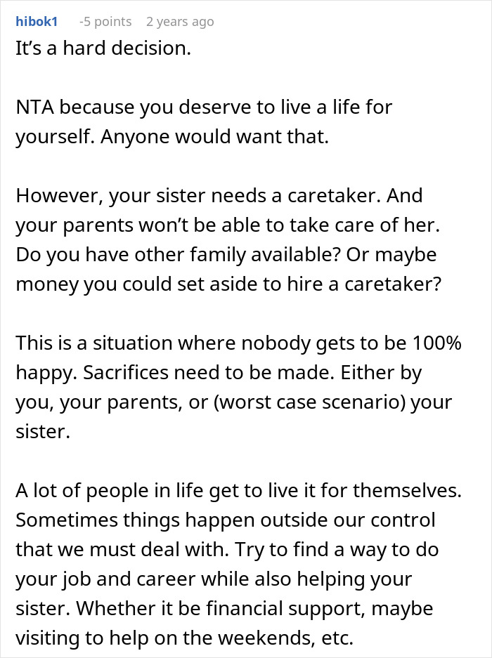 Guy Spends His Childhood As An Unpaid Caregiver For Disabled Sister, Refuses To Ever Do It Again