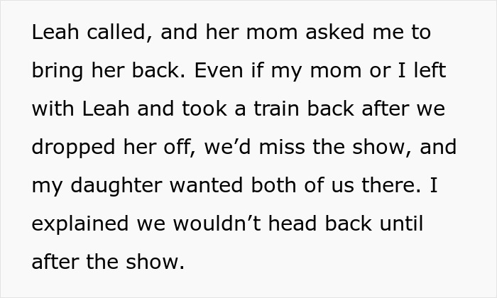 Woman Refuses To Miss The Show She Booked For Her And Daughter Because Daughter’s Friend Got Bored
