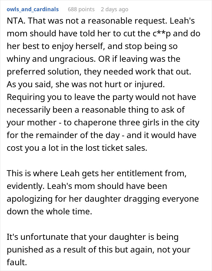 Woman Refuses To Miss The Show She Booked For Her And Daughter Because Daughter’s Friend Got Bored