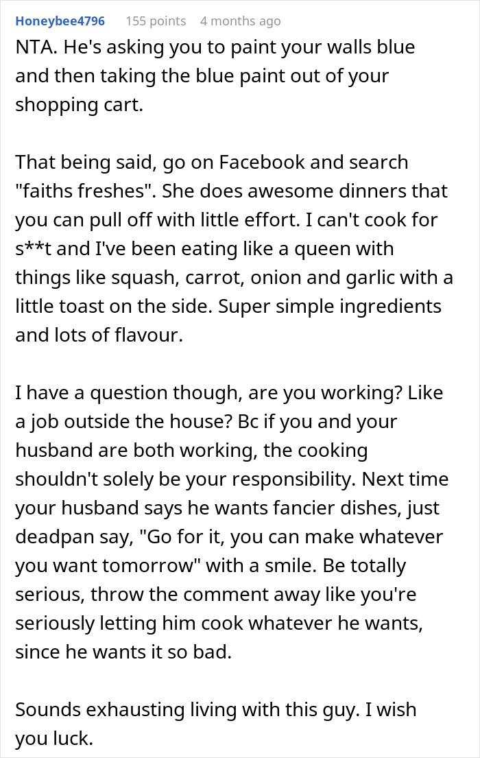 Husband Yells At Wife For Cooking The Same Thing After He Didn’t Let Her Buy Different Ingredients