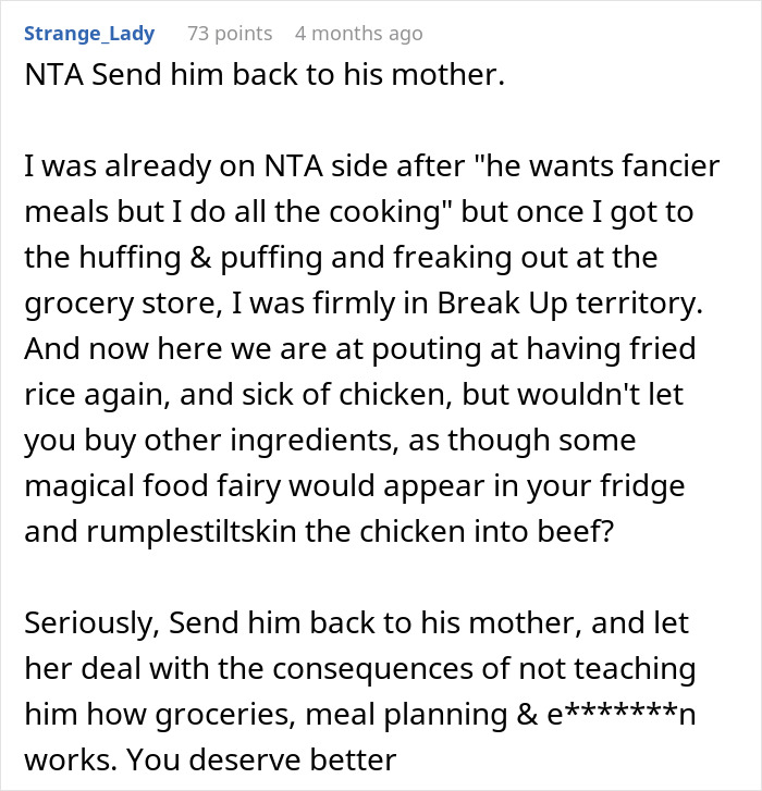 Husband Yells At Wife For Cooking The Same Thing After He Didn’t Let Her Buy Different Ingredients