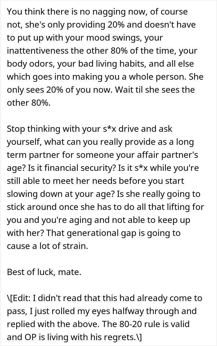 “Sick Of Myself”: Man Leaves Wife For A Younger Woman, Wakes Up To The Brutal Truth He Got Himself Into