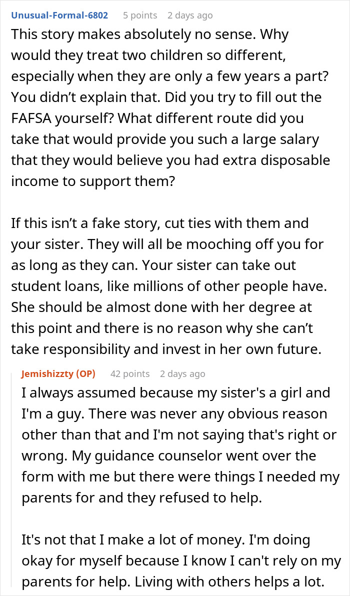 Parents Spoil Daughter So Much That They Go Broke, Ask Son Who They Neglected For Help