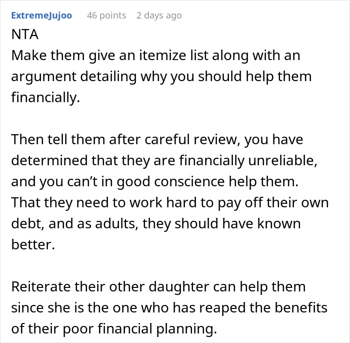 Parents Spoil Daughter So Much That They Go Broke, Ask Son Who They Neglected For Help