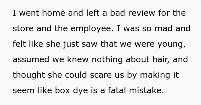 Customer Gets Shamed By Salon Employee Over Box Dye, Decides A One-Star Review Is The Best Revenge