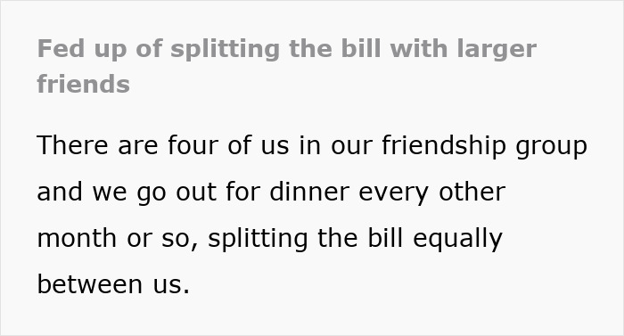 Woman Is Tired Of Splitting The Restaurant Bill With Her Overweight Friends, Asks For Help