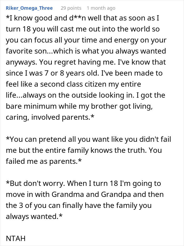 “Forgotten” Son Finally Snaps Over His Parents’ Blatant Favoritism For His Bro, They’re Stunned