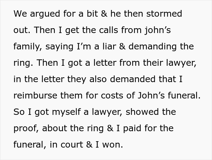 Family Begs Their Late Son’s Fiancé To Return Their “Family Heirloom”, She Takes Them To Court Instead
