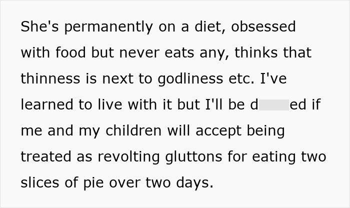 Diet-Obsessed Mom Keeps Food-Shaming Daughter, Finally Gets Called Out After Complaining About Pie