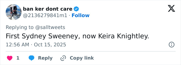 &#8220;First Sydney Sweeney, Now Keira Knightley&#8221;: Star&#8217;s Answer To J.K. Rowling Question Sparks Fury