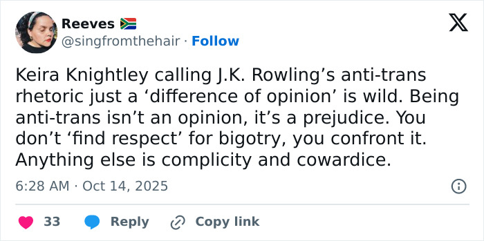 &#8220;First Sydney Sweeney, Now Keira Knightley&#8221;: Star&#8217;s Answer To J.K. Rowling Question Sparks Fury