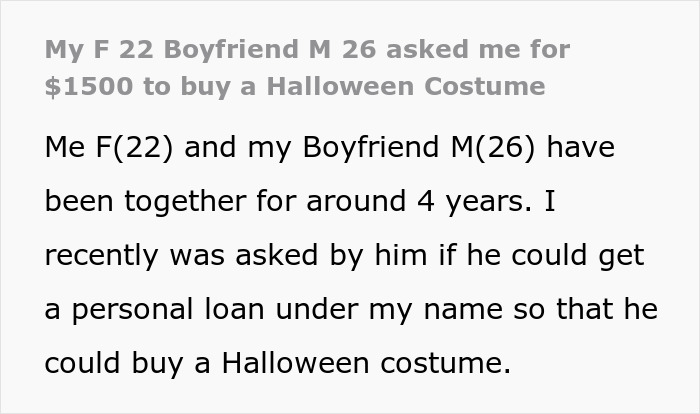 “I Just Cried”: Man Wants A Custom Halloween Costume For $1.5K, GF Can’t Take It Anymore