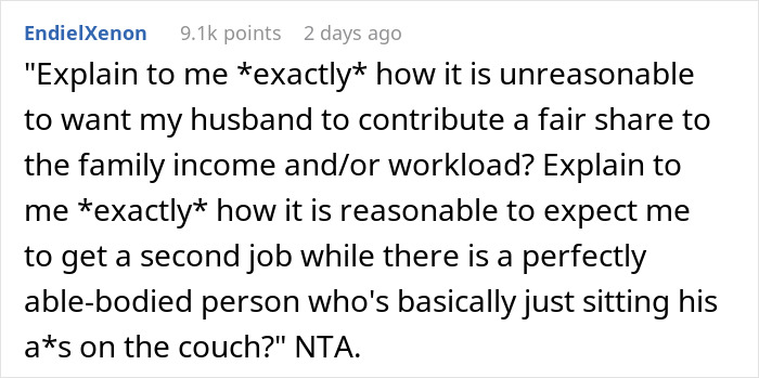 Man Thinks Wife’s Request For Him To Get A Job Is Unreasonable But Her Working 2 Jobs Instead Makes Sense