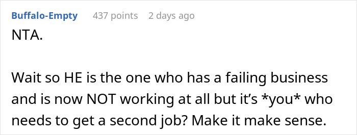 Man Thinks Wife’s Request For Him To Get A Job Is Unreasonable But Her Working 2 Jobs Instead Makes Sense