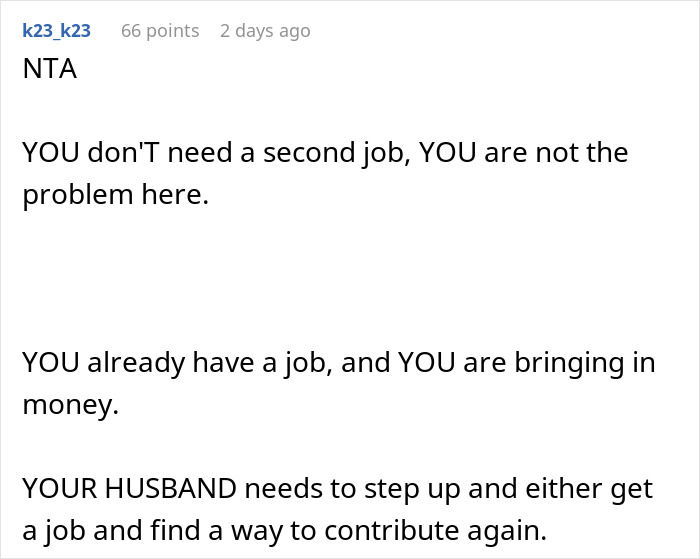 Man Thinks Wife’s Request For Him To Get A Job Is Unreasonable But Her Working 2 Jobs Instead Makes Sense