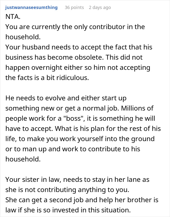 Man Thinks Wife’s Request For Him To Get A Job Is Unreasonable But Her Working 2 Jobs Instead Makes Sense
