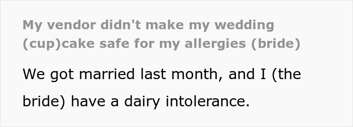 Wedding Vendors Leave Bride With No Cupcakes Because Of Her Allergy
