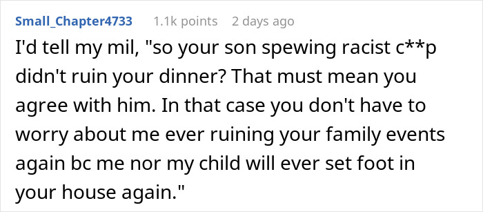 Wife Explodes At BIL For Racist Slurs During Dinner, MIL Claims She Ruined The Whole Evening