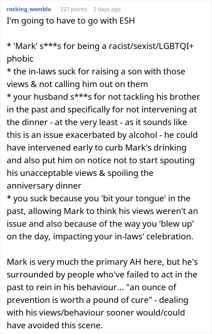 Wife Explodes At BIL For Racist Slurs During Dinner, MIL Claims She Ruined The Whole Evening
