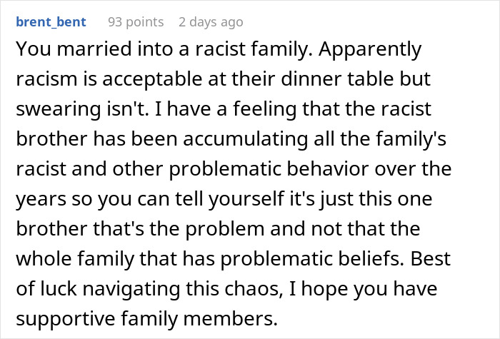 Wife Explodes At BIL For Racist Slurs During Dinner, MIL Claims She Ruined The Whole Evening