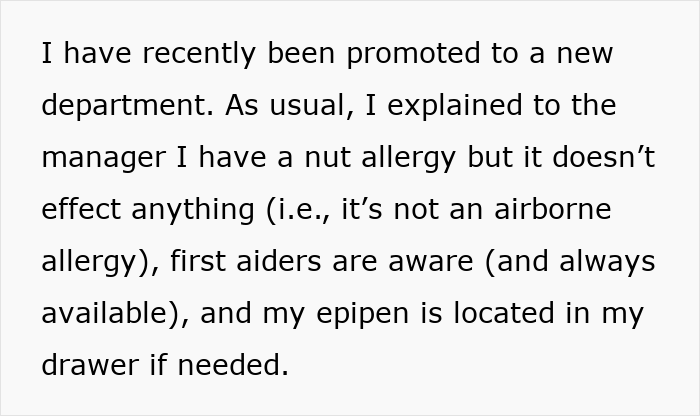 Person’s Nut Allergy Leads To Investigation Of A Department And Uncovering A Myriad Of Issues