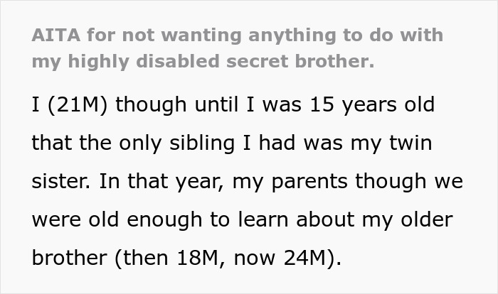 Parents Beg Son To Care For Disabled Bro After They’re Gone, Sis Furious As He Refuses