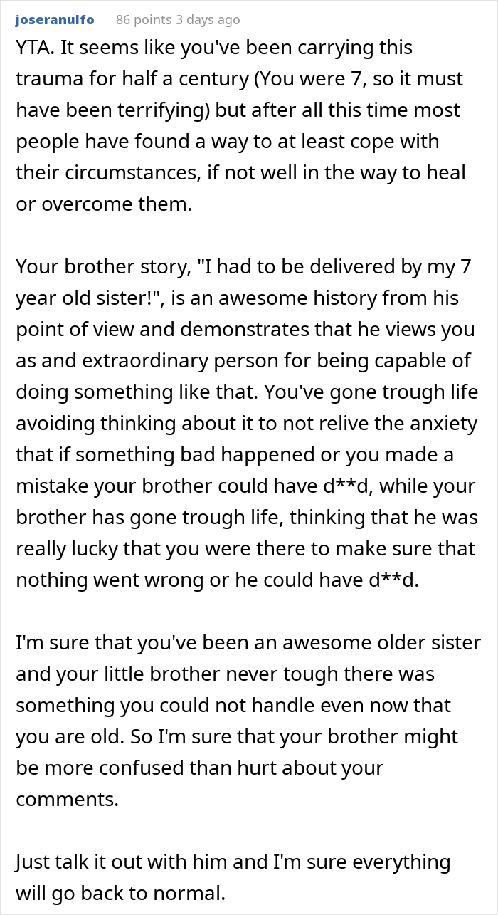 People Can’t Get Over How Cruel This Woman Was To Her Brother Who She Had To Deliver At 7 Years Old