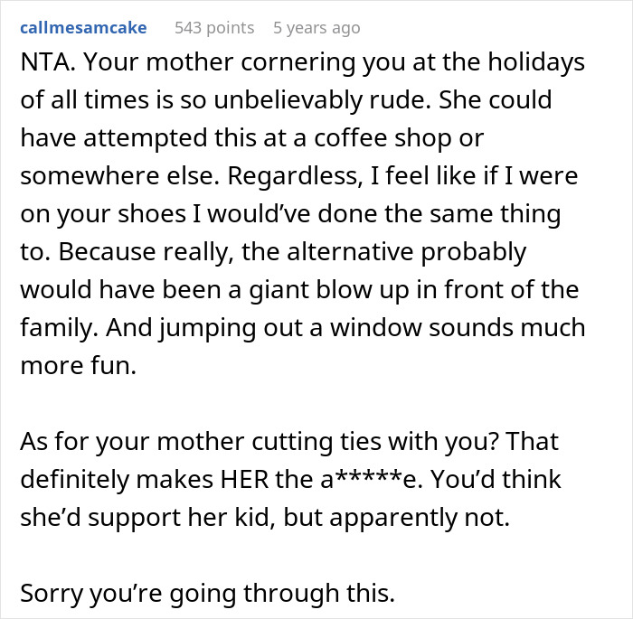 Guy Runs Out The Window After His Moms Attempt To Reconcile Him And His Ex Fiancé