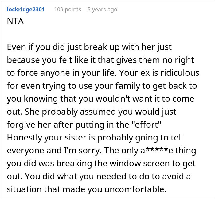 Guy Runs Out The Window After His Moms Attempt To Reconcile Him And His Ex Fiancé