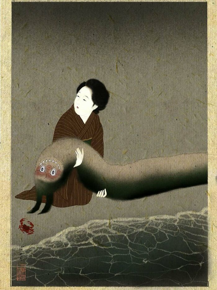 This Japanese Artist Uses Traditional Painting Styles In Modern Ways, Here Are 52 Of Their Best Works