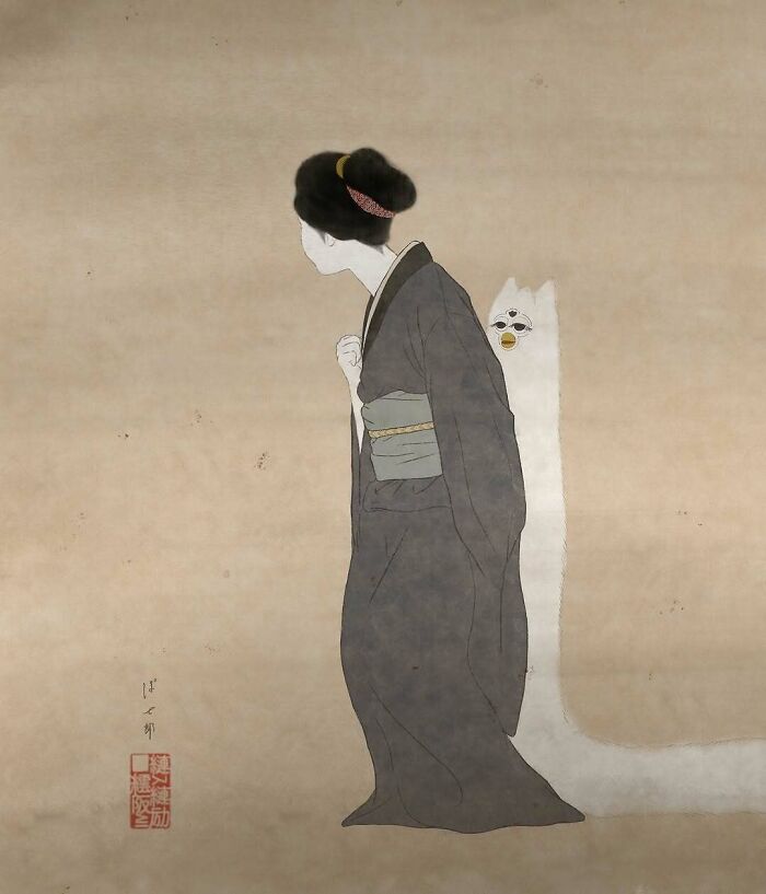 This Japanese Artist Uses Traditional Painting Styles In Modern Ways, Here Are 52 Of Their Best Works