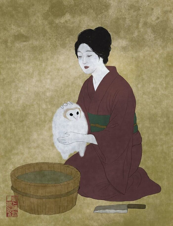 This Japanese Artist Uses Traditional Painting Styles In Modern Ways, Here Are 52 Of Their Best Works