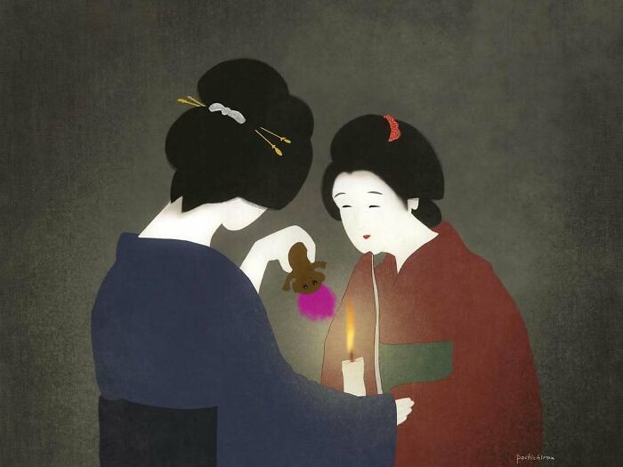 This Japanese Artist Uses Traditional Painting Styles In Modern Ways, Here Are 52 Of Their Best Works
