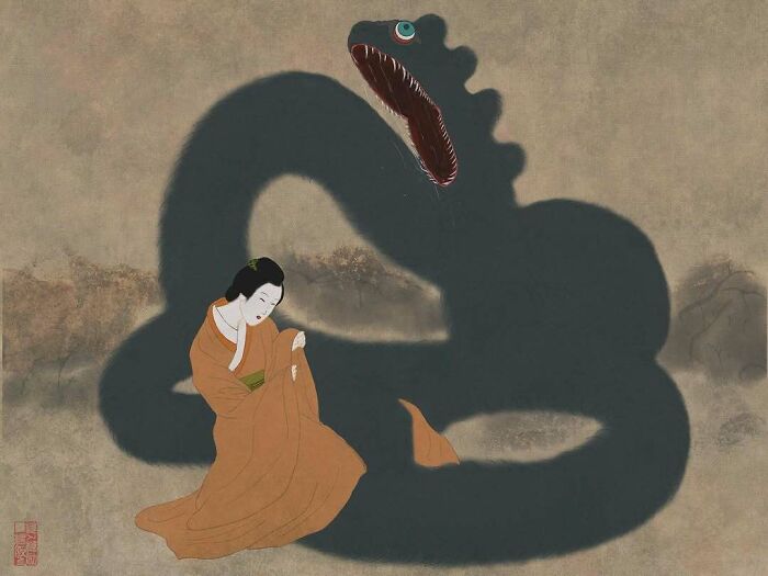This Japanese Artist Uses Traditional Painting Styles In Modern Ways, Here Are 52 Of Their Best Works