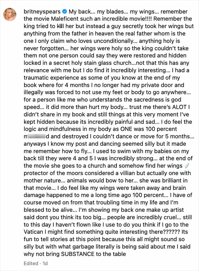 Britney Spears Posts Long Emotional Post About &#8220;Brain Damage&#8221; And Trauma Amid Ex&#8217;s Memoir Release