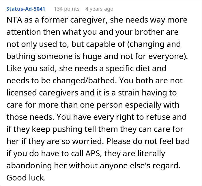 BIL Tries To Dump Grandma On Wife’s Siblings, Sis Called Selfish As She Refuses To Take Care Of Her