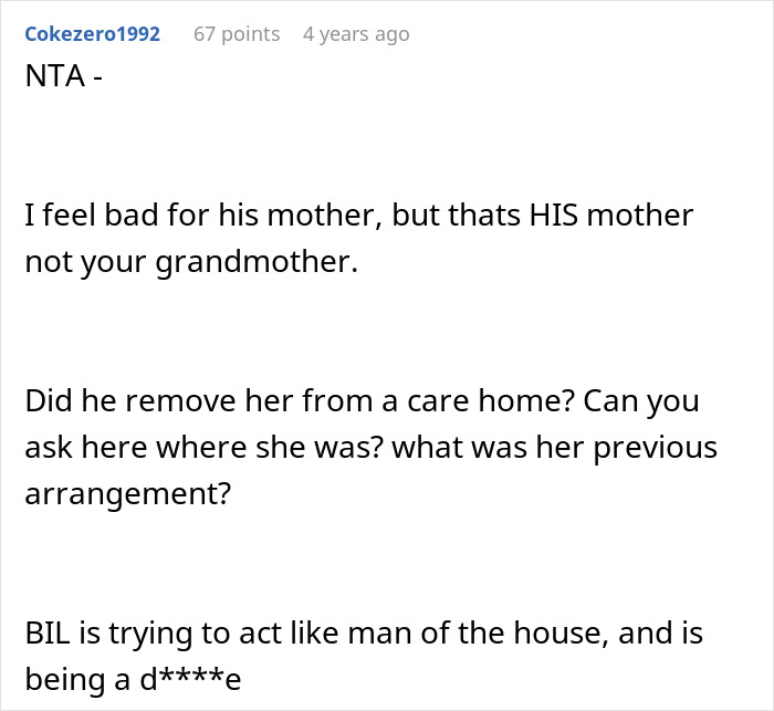 BIL Tries To Dump Grandma On Wife’s Siblings, Sis Called Selfish As She Refuses To Take Care Of Her