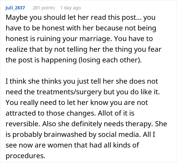 Wife&#8217;s Multiple Surgeries Turn Her Into A Stranger, Disappointed Hubs No Longer Finds Her Attractive