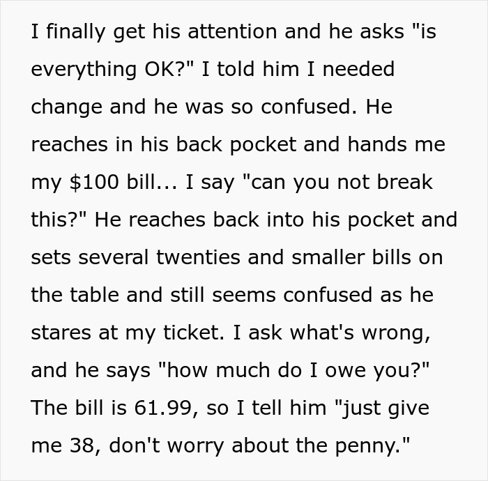 Young Waiter Doesn’t Bring A Customer Their Change, Gets Confused When They Ask For It