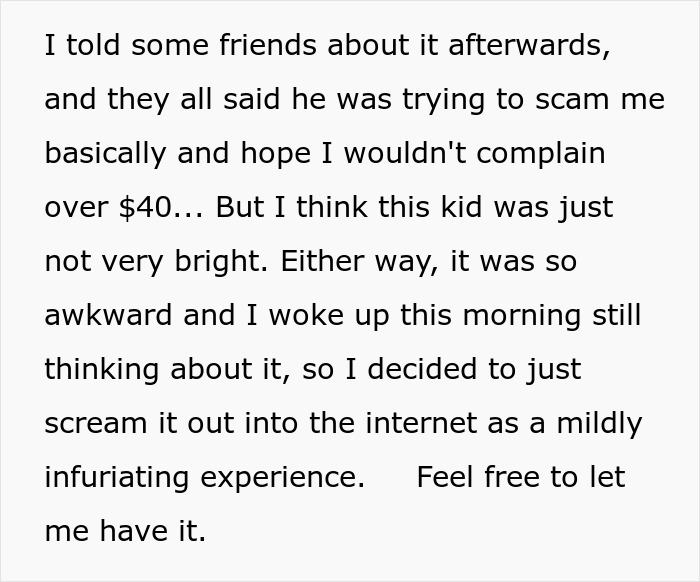 Young Waiter Doesn’t Bring A Customer Their Change, Gets Confused When They Ask For It