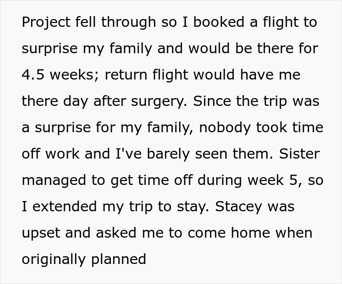 &#8220;AITA For Extending My Vacation With My Family And Missing My GF&#8217;s Surgery?&#8221;