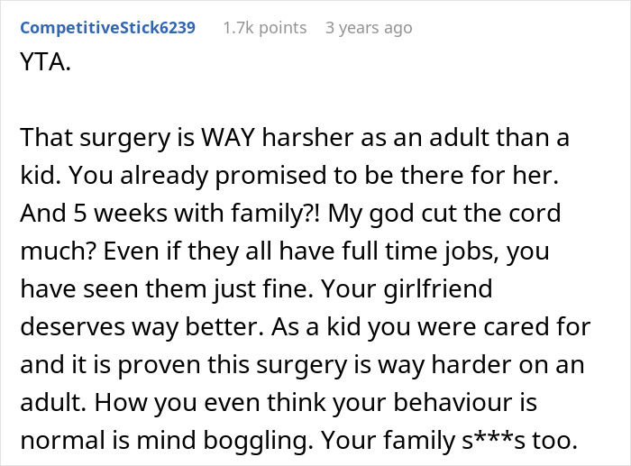 &#8220;AITA For Extending My Vacation With My Family And Missing My GF&#8217;s Surgery?&#8221;
