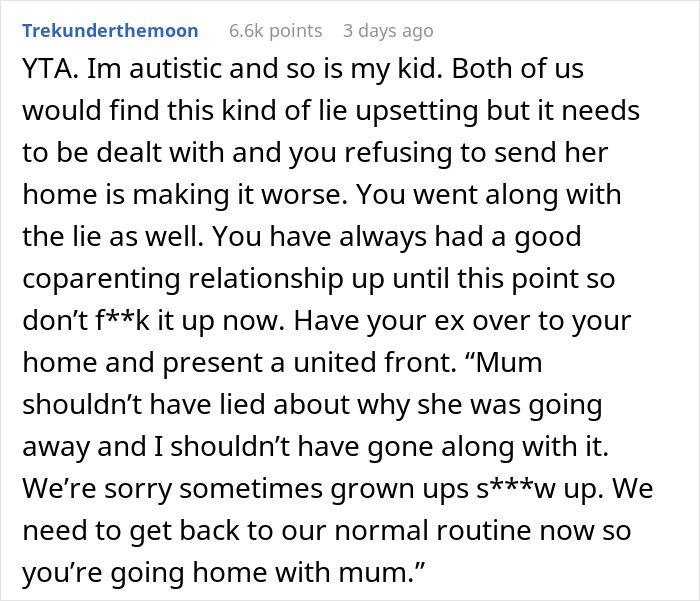 Mom’s Lie About Vacation Shatters Autistic Daughter’s Trust, Dad Won’t Push Her To Go Back Home