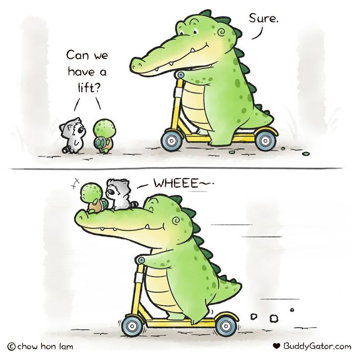 50 Wholesome Comics About An Alligator And His Friends By This Artist (New Pics)