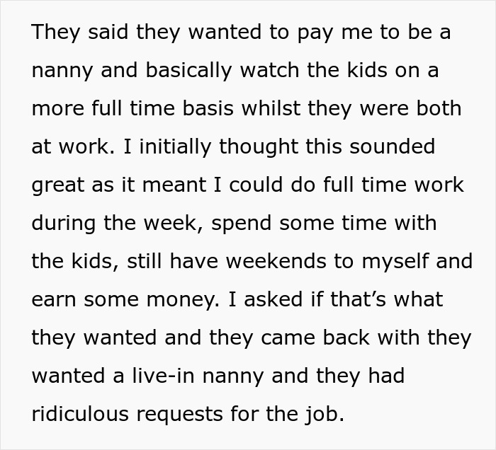 Woman Tells Brother To Go To Hell After His Live-In Nanny Job Offer Comes With Ridiculous Demands